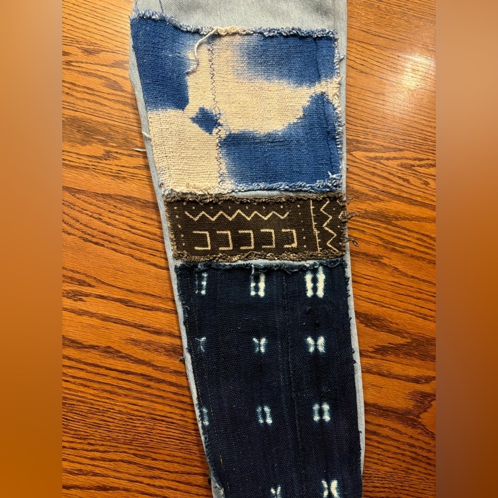 Custom Patchwork Upcycled Blue Levi’s Denim Jeans Size:30 - Picture 3 of 7
